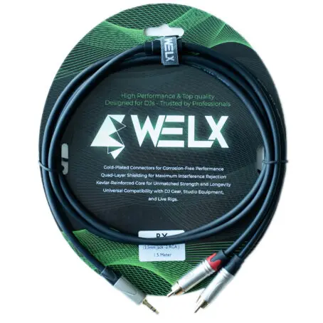 WELX  BLACKWAVES  RX 1.5m  [X2 RCA / X1 Mini TRS] Black