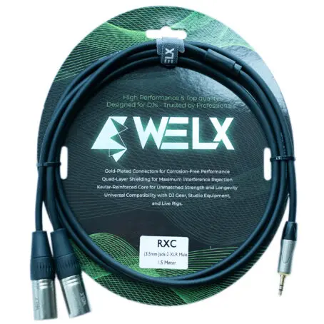 WELX BLACKWAVES  RXC 1.5m [X2 XLR-M / X1 Mini TRS] Black