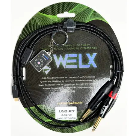 WELX USB R7 / CRT (USB C- 2 TS 6.5mm 1.5m) Black
